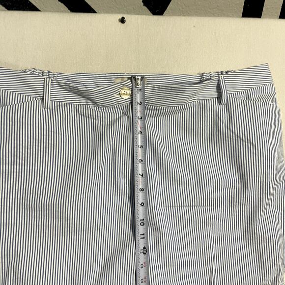 Talbots Slim Ankle Seersucker Pants with Buttons Blue & White - Size 18W - Picture 9 of 10